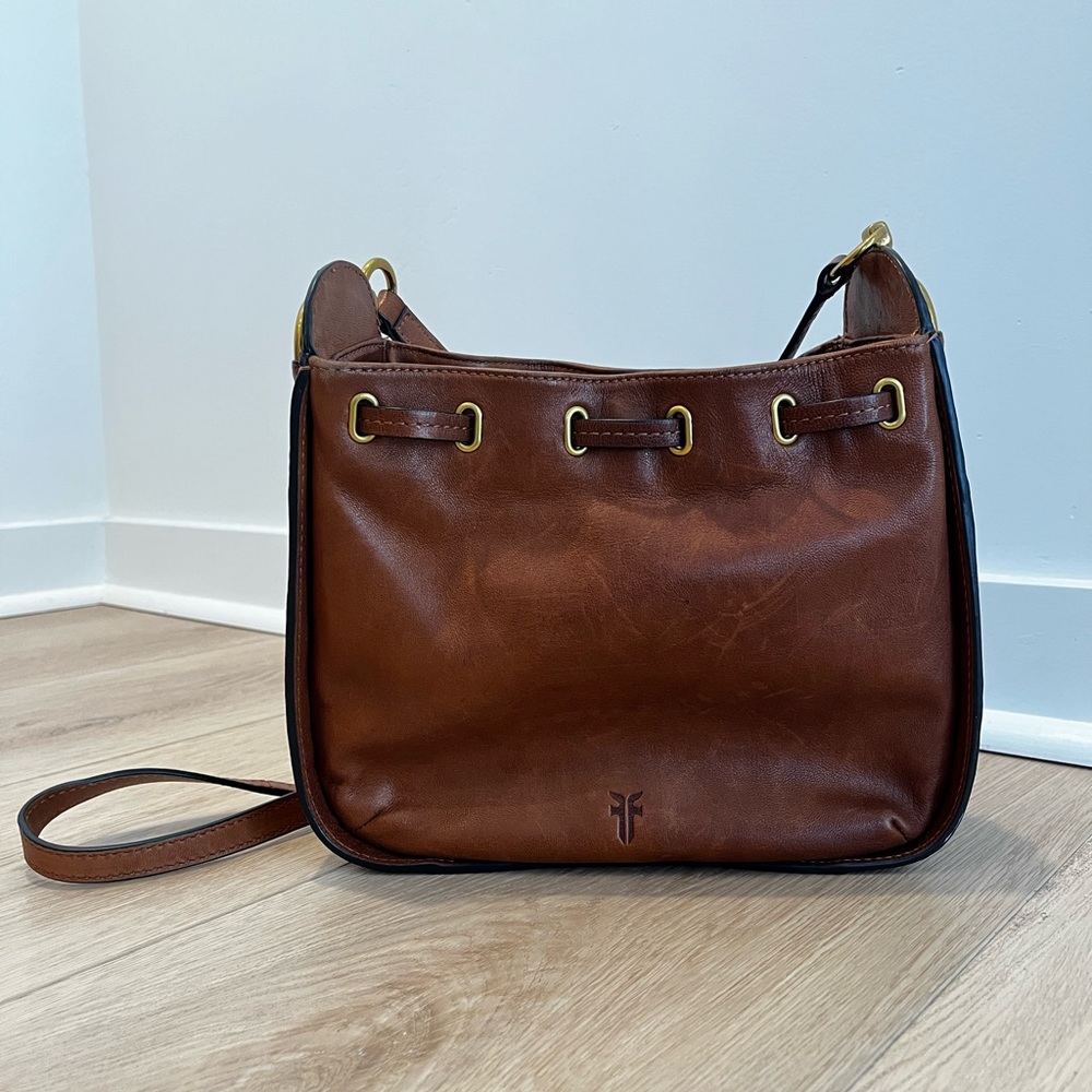 Frye Leather Crossbody Drawstring Purse